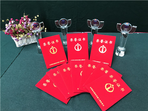 8获奖荣誉证书和奖杯